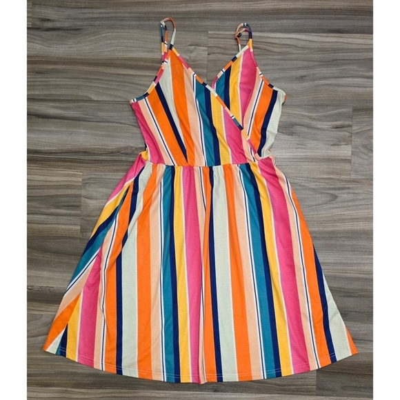 Styleword Dresses & Skirts - Styleword Multicolor Faux Wrap Dress Size Large